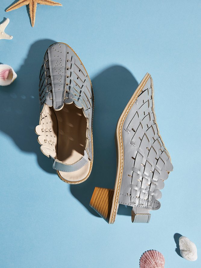 Vintage Weave Inlay Block Heels