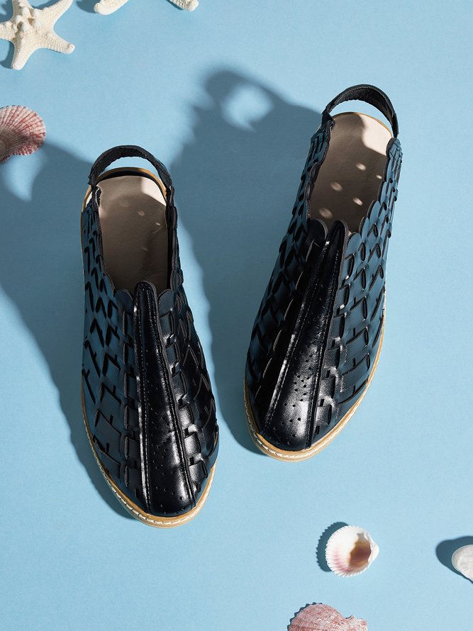 Vintage Weave Inlay Block Heels