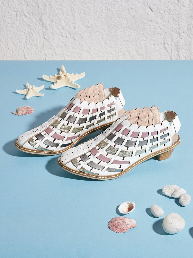 Vintage Weave Inlay Block Heels