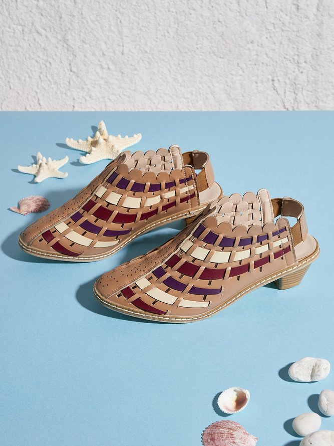 Vintage Weave Inlay Block Heels