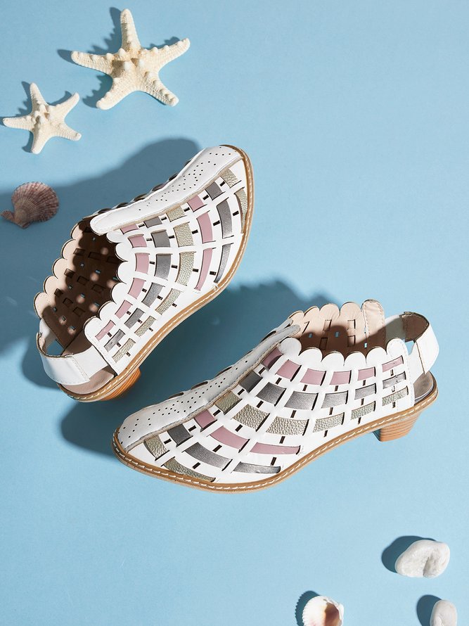 Vintage Weave Inlay Block Heels