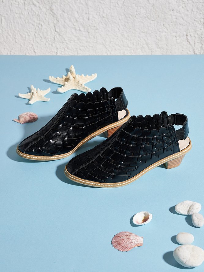 Vintage Weave Inlay Block Heels