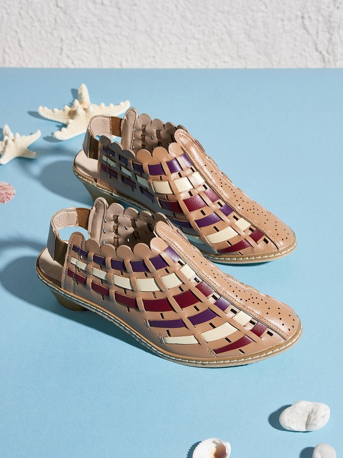 Vintage Weave Inlay Block Heels