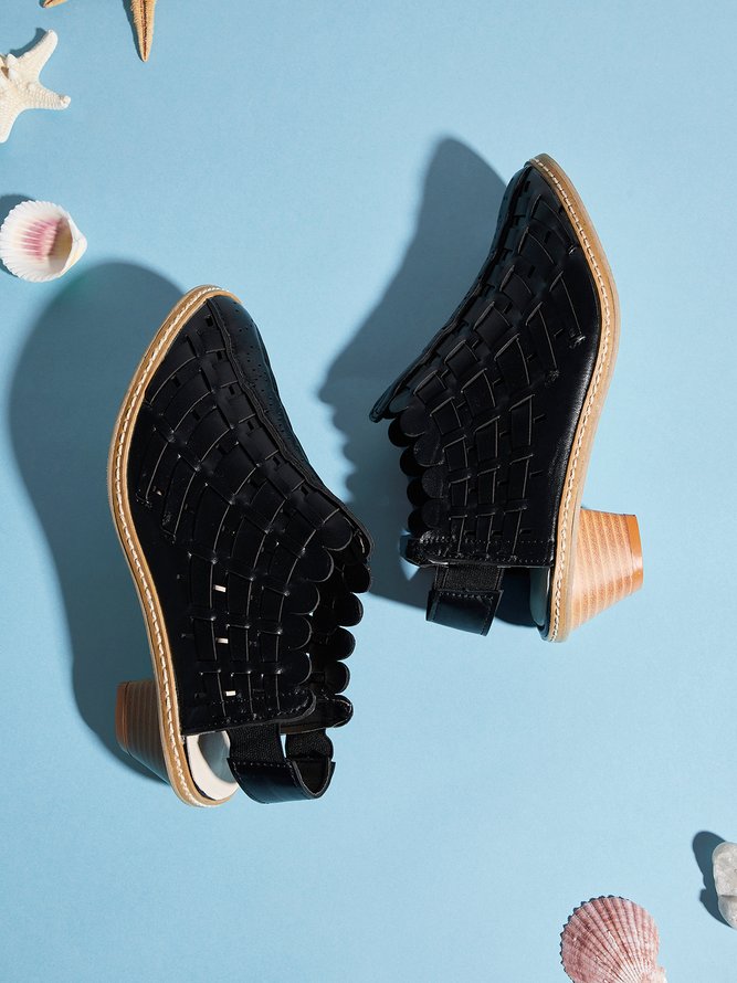 Vintage Weave Inlay Block Heels