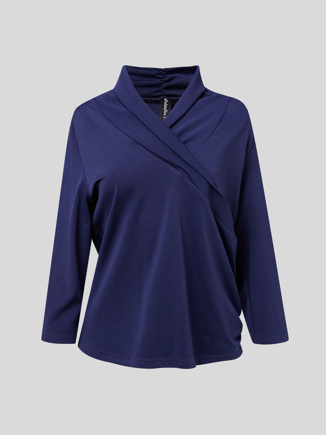 V Neck Regular Fit Plain Casual Two-Piece Set