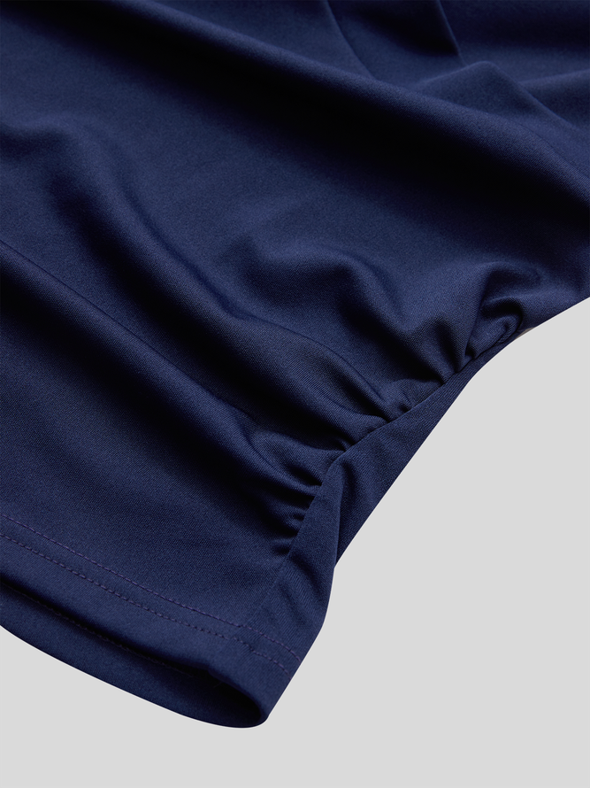 V Neck Regular Fit Plain Casual Two-Piece Set