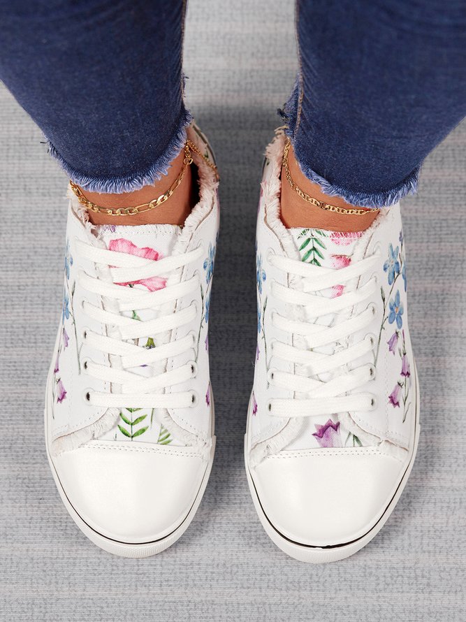 JFN Fashion Floral Ultralight Breathable Sports Canvas Shoes