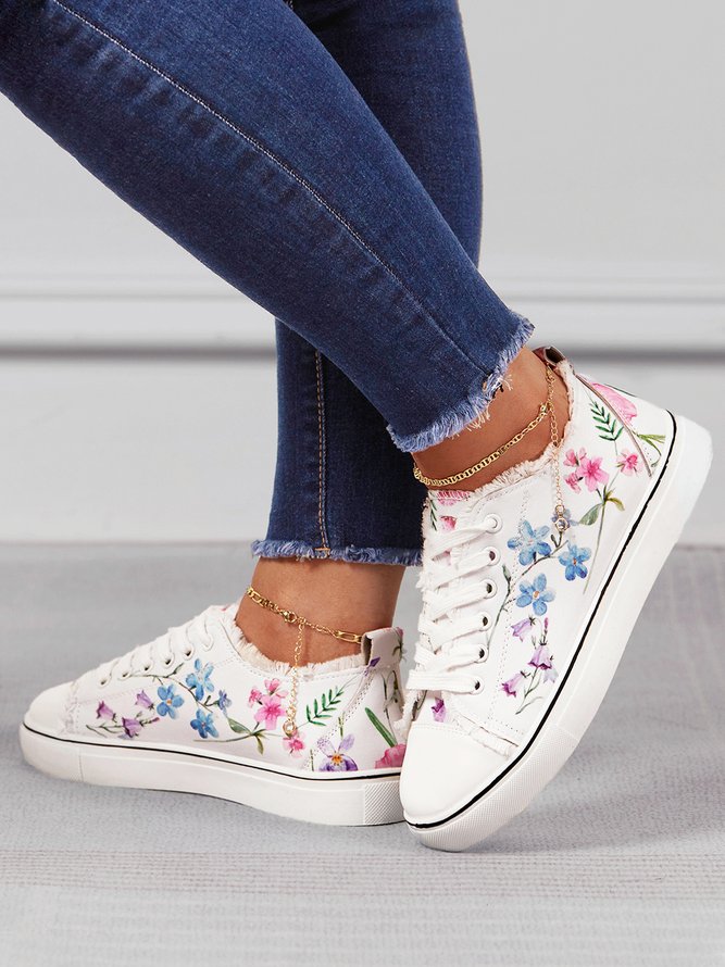 JFN Fashion Floral Ultralight Breathable Sports Canvas Shoes