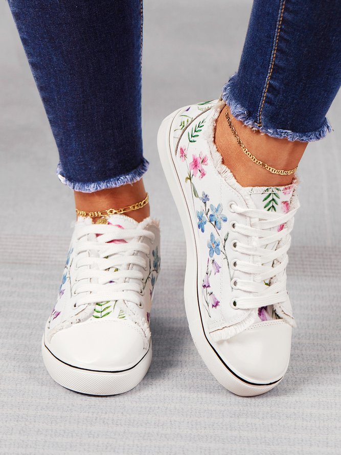 JFN Fashion Floral Ultralight Breathable Sports Canvas Shoes