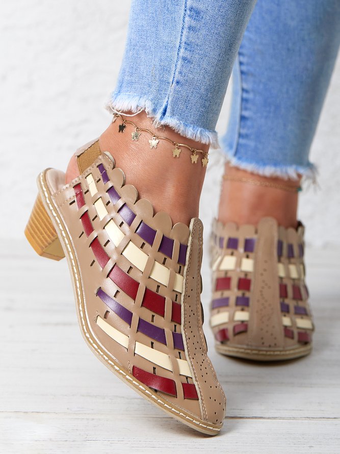 Vintage Weave Inlay Block Heels