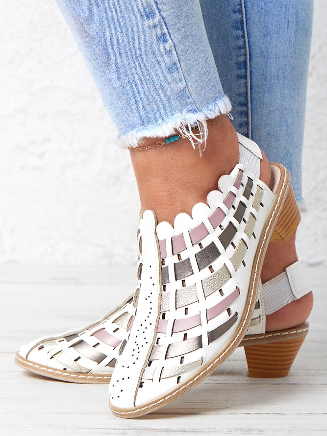 Vintage Weave Inlay Block Heels