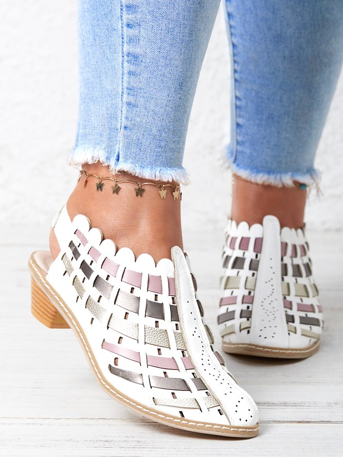 Vintage Weave Inlay Block Heels