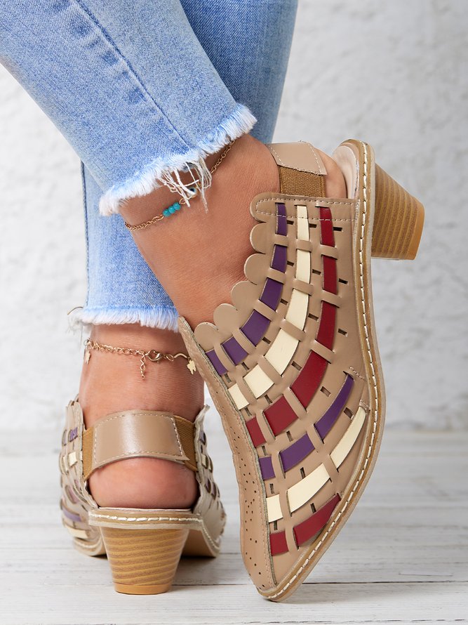 Vintage Weave Inlay Block Heels