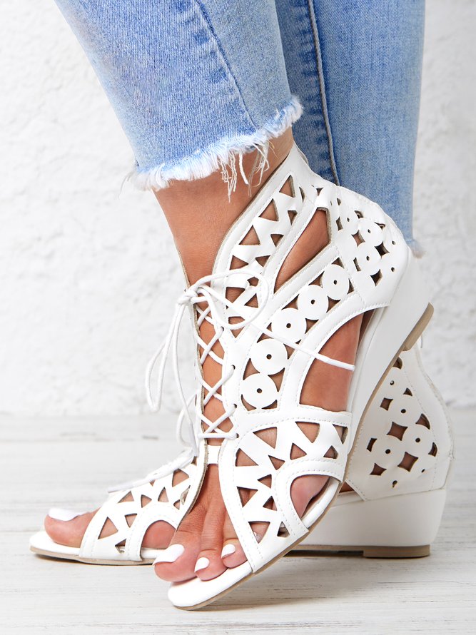 Resort Cutout Lace-Up Sandal Boots Dressy Wedding Sandals
