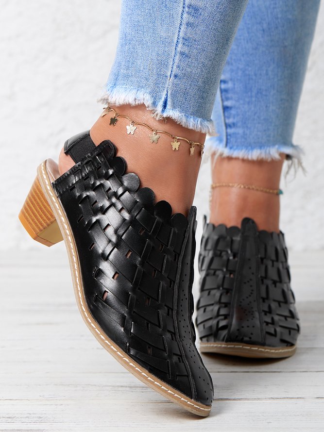 Vintage Weave Inlay Block Heels