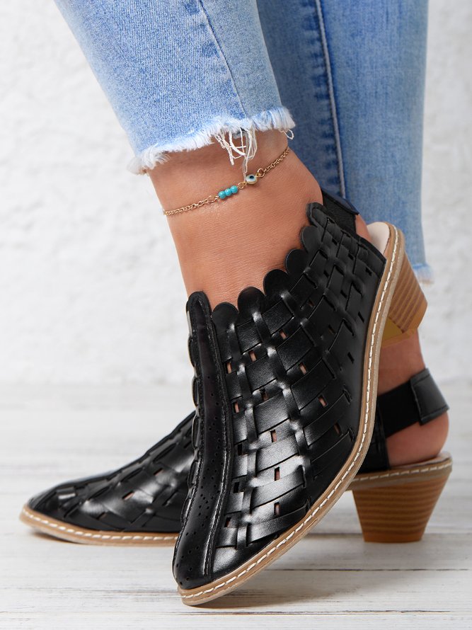 Vintage Weave Inlay Block Heels