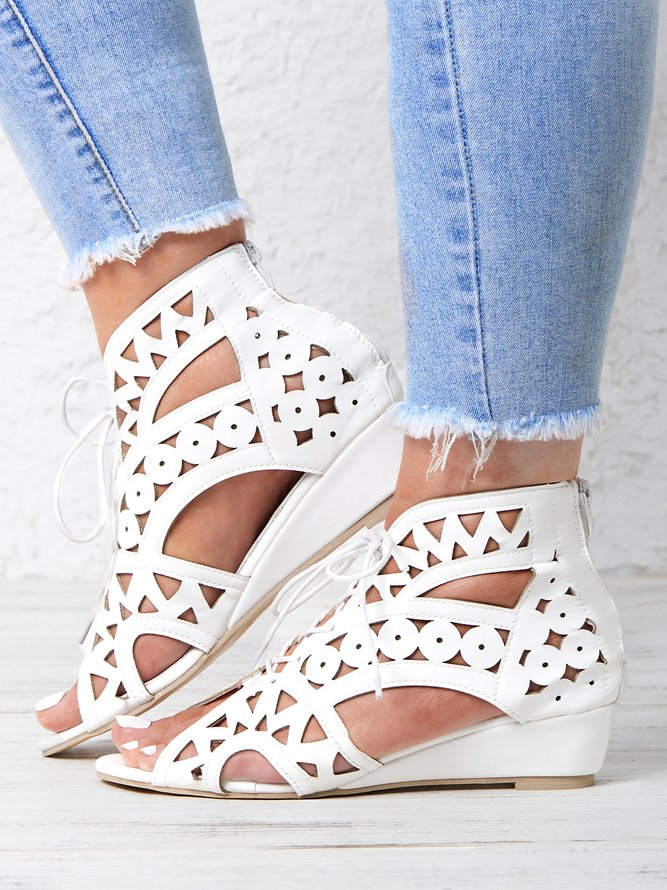 Resort Cutout Lace-Up Sandal Boots Dressy Wedding Sandals