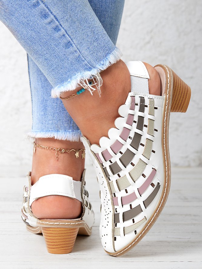 Vintage Weave Inlay Block Heels