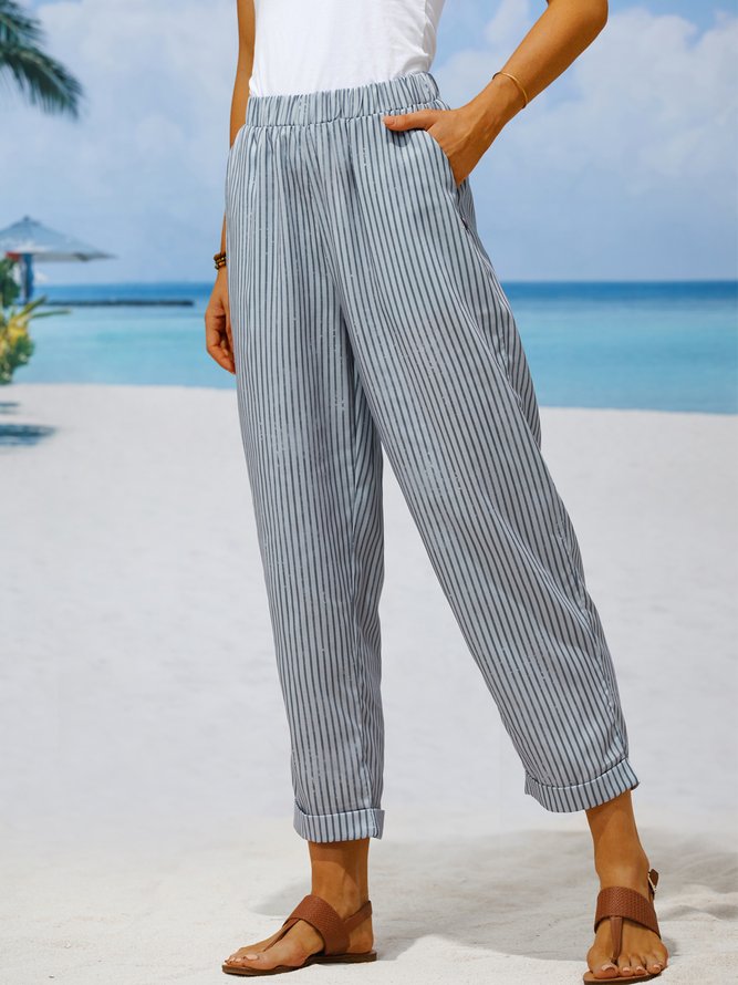 Polyester  Buttoned Classical Geometry Pants