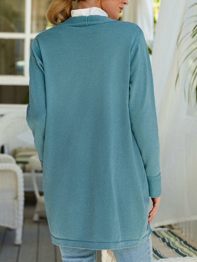 Plain Yarn Casual Sweater Coat