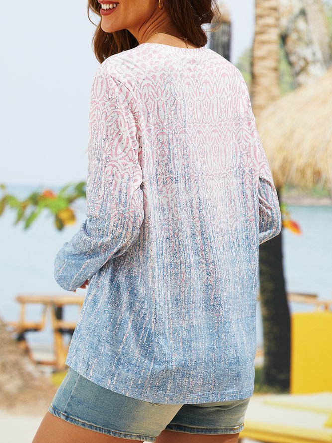 Casual Ethnic Crew Neck Top