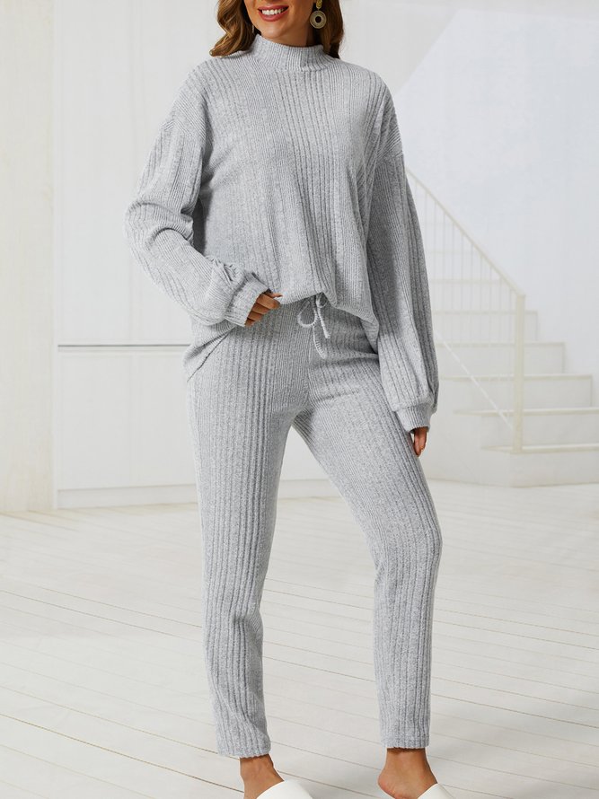 Regular Fit Cotton-Blend Casual Plain Two-Piece Set