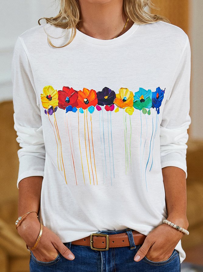 Casual Floral Regular Fit T-Shirt