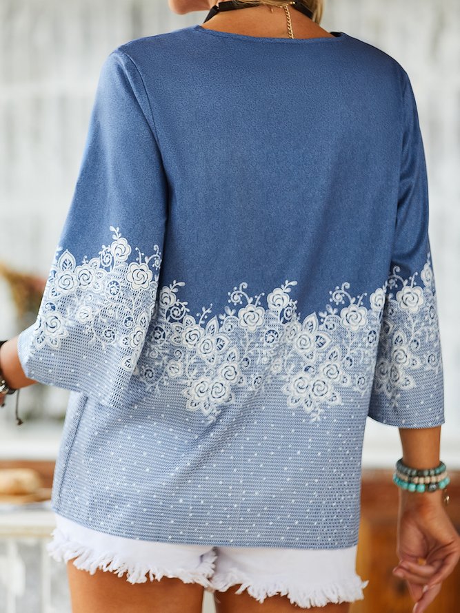 V Neck Floral Casual Top