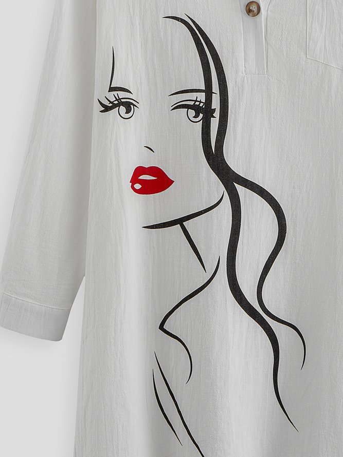 Loosen Casual People Shirt Collar Long sleeve women Dress