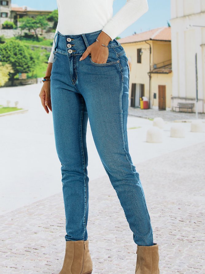 Regular Fit Casual Plain Jeans