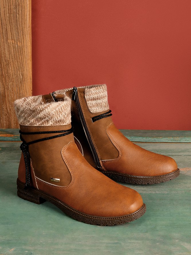 Basic round toe ankle boots with zipper