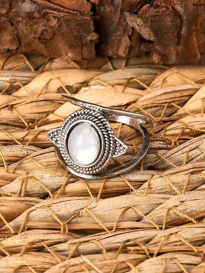 JFN Vintage Ethnic Inlaid Moonstone Ring