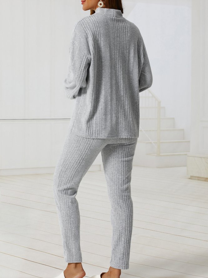 Regular Fit Cotton-Blend Casual Plain Two-Piece Set