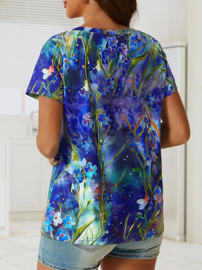 Regular Fit Floral Vacation Short Sleeve T-shirt