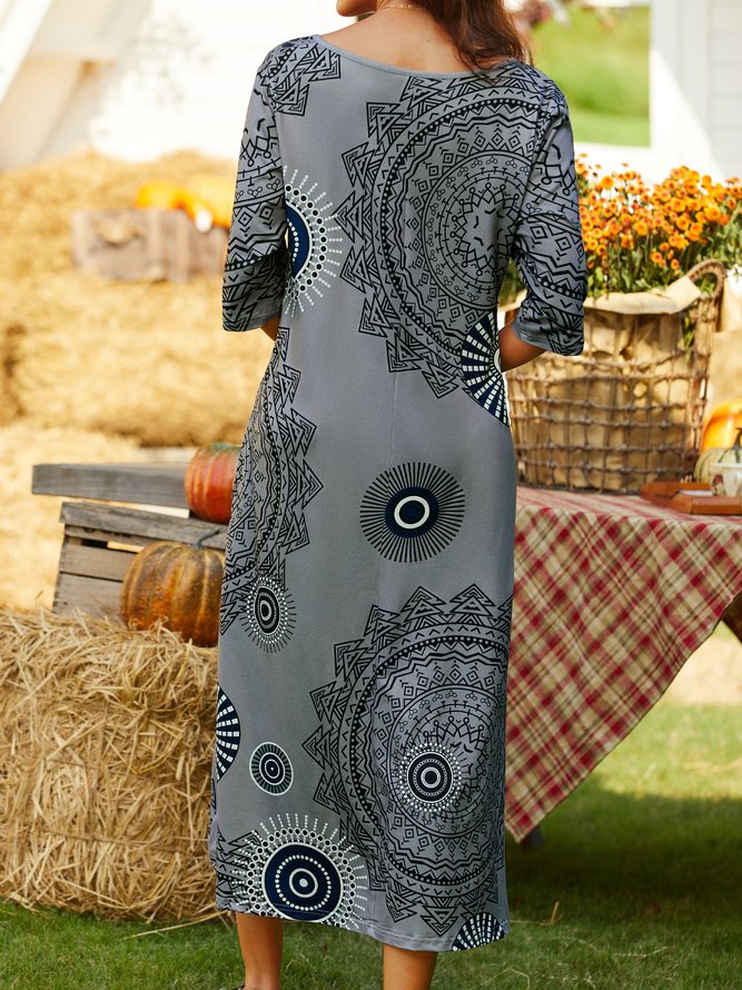 Cotton-Blend Loose Ethnic Dress