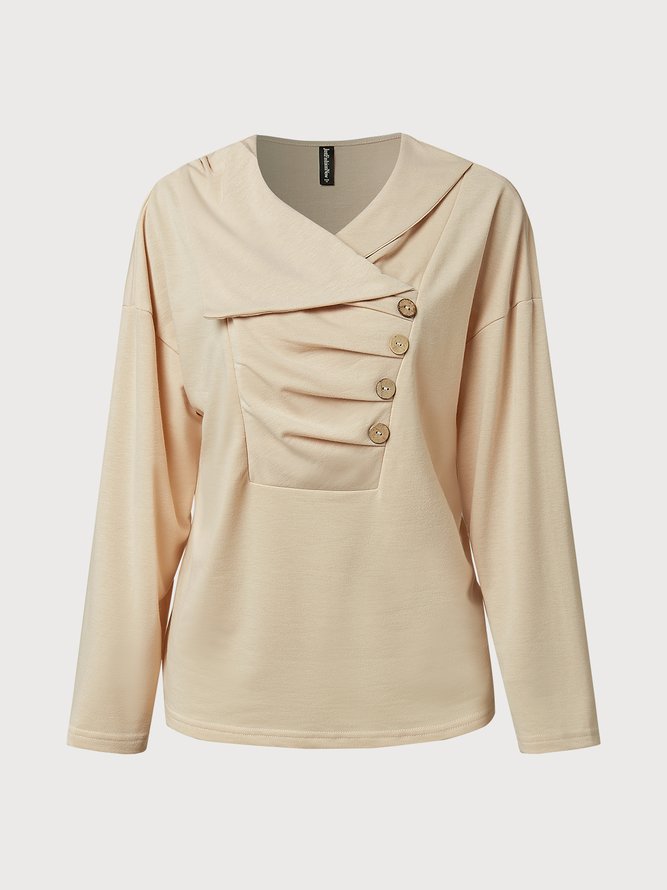 New pile collar button casual long sleeve women Sweatshirt