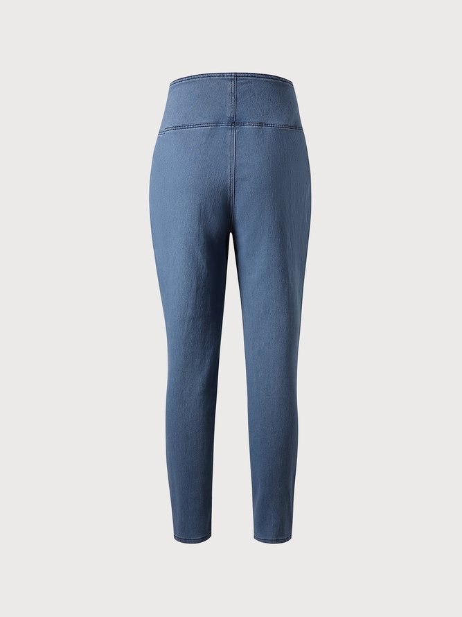 JFN Crossover High Elasticity Tight Plain Blue Leggings