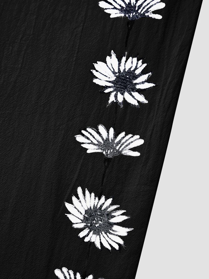 Women's Loose Casual Baggy Linen & Cotton Daisy Floral Pant 