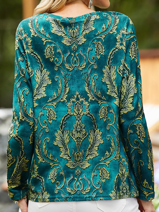 Damask Fit Stretch Top T-shirt