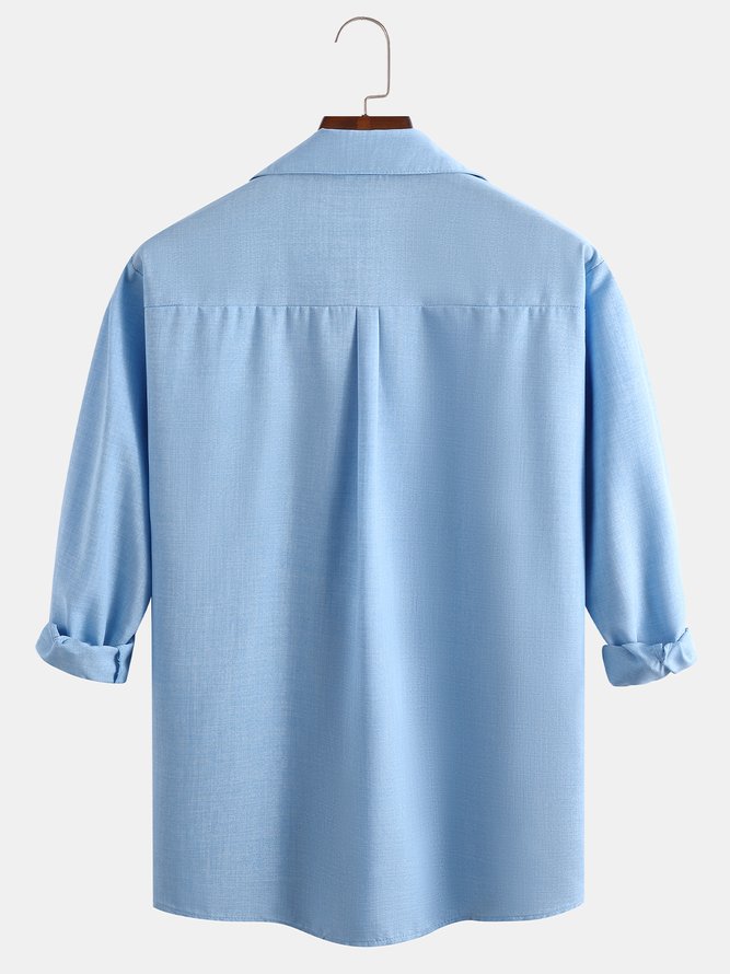 Men's Linen Plain Long Sleeve Shirt