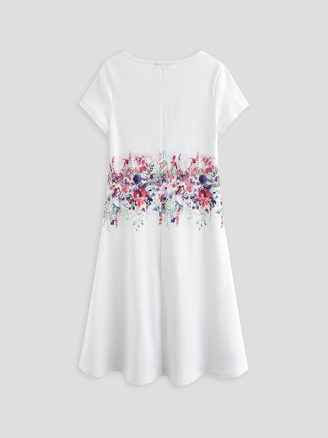 JFN Scallop Neck Floral Vacation  Midi Dress