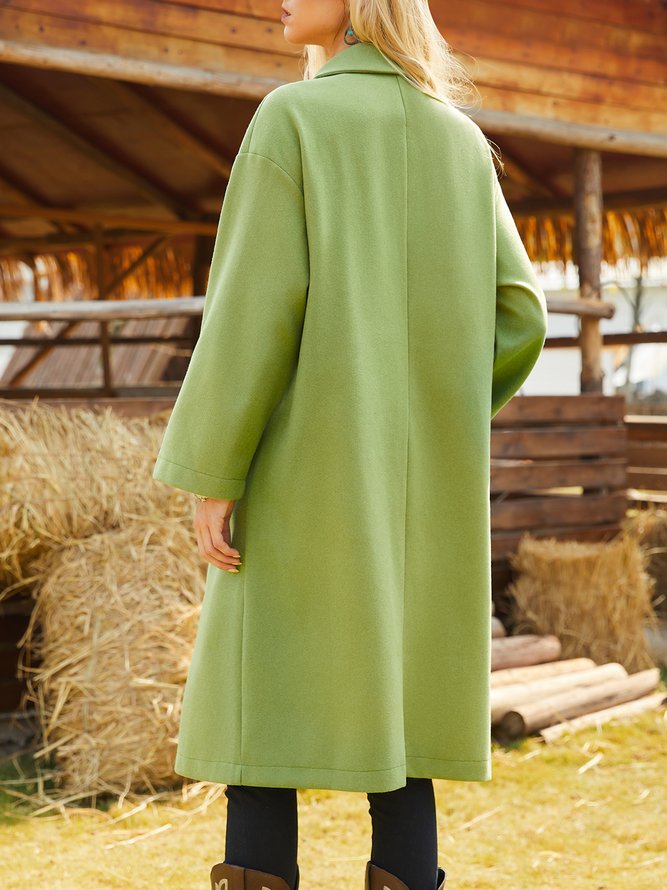 Cotton-Blend Lapel Collar Casual Overcoat