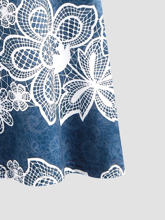 V Neck Casual Floral Long Sleeve Top