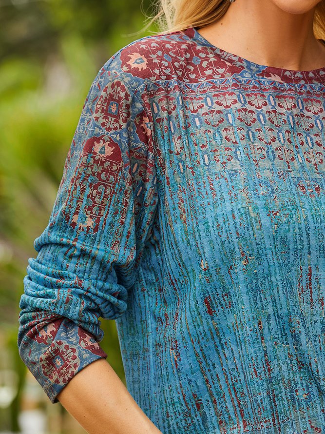 Regular Fit Crew Neck Ombre Top