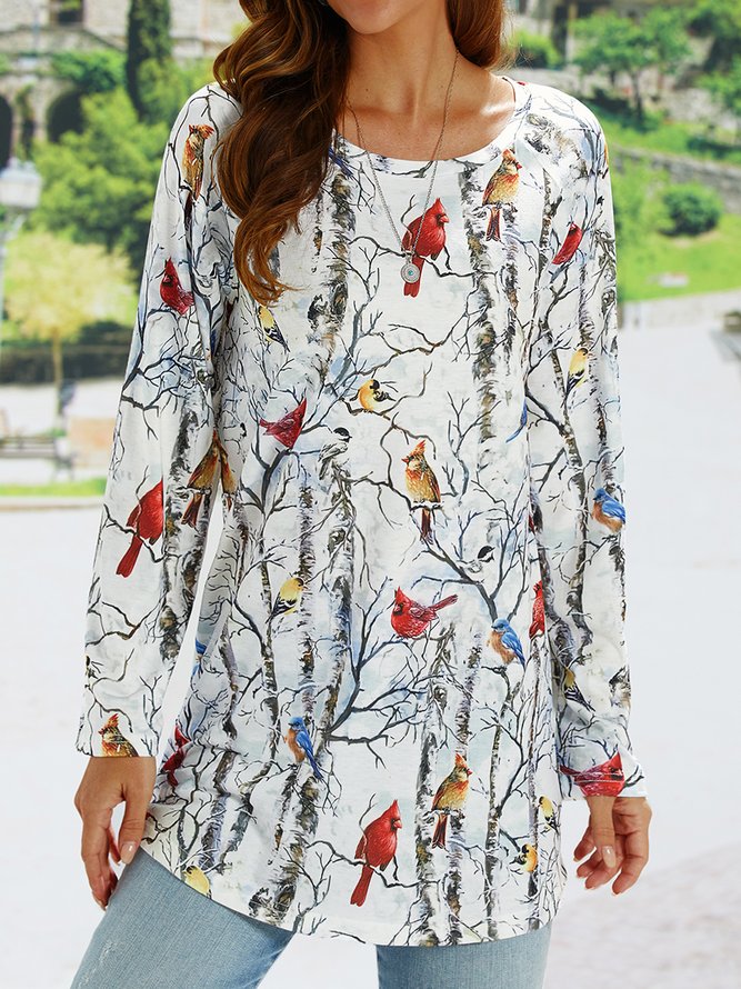 Raglan Sleeve Loosen Vacation Crew Neck T-shirt