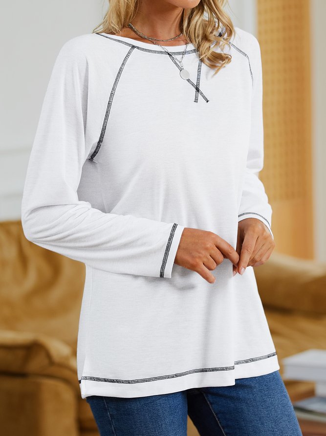 Crew Neck Plain Loose Top