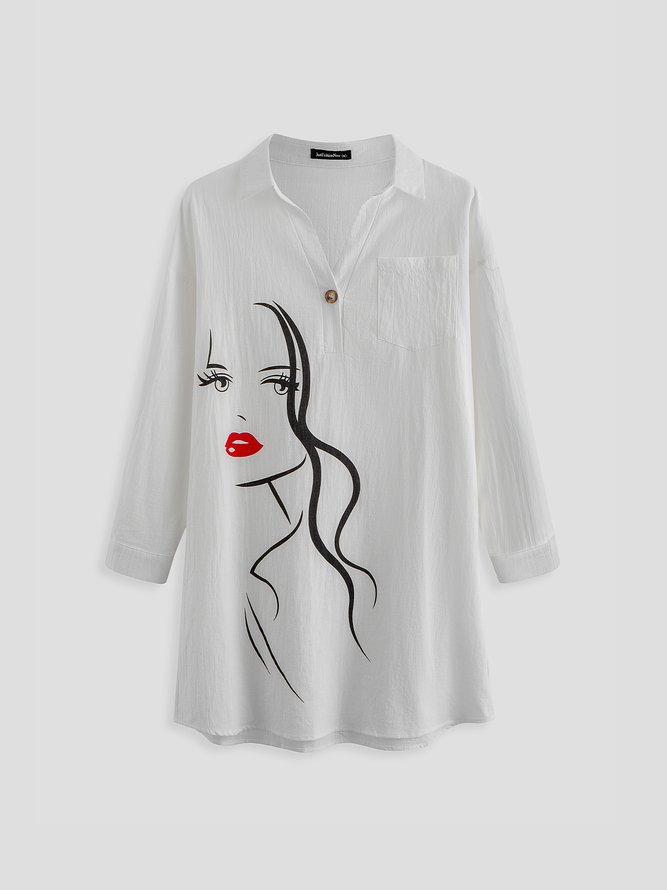 Loosen Casual People Shirt Collar Long sleeve women Dress