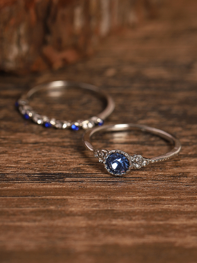 JFN Vintage Casual Purple Gemstone Layered Rings