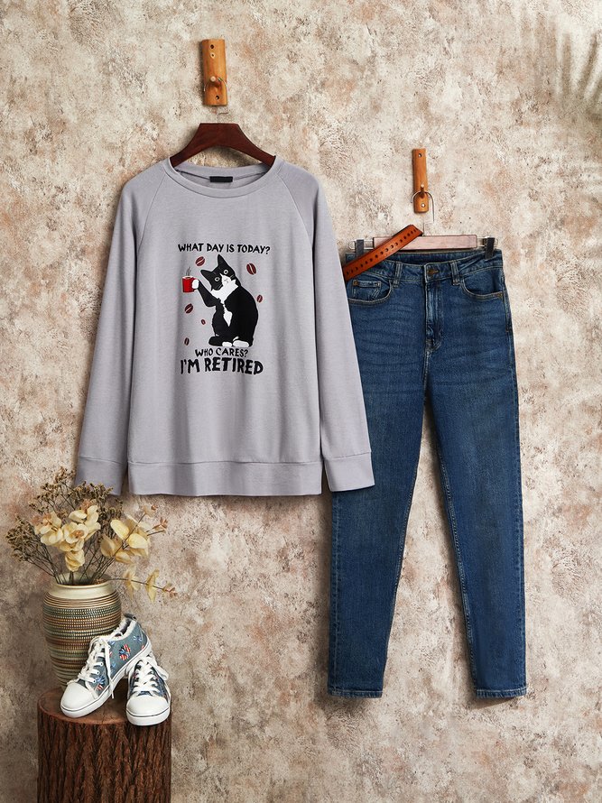 JFN Black Cat What Day Is Today Who Care Sweatshirt