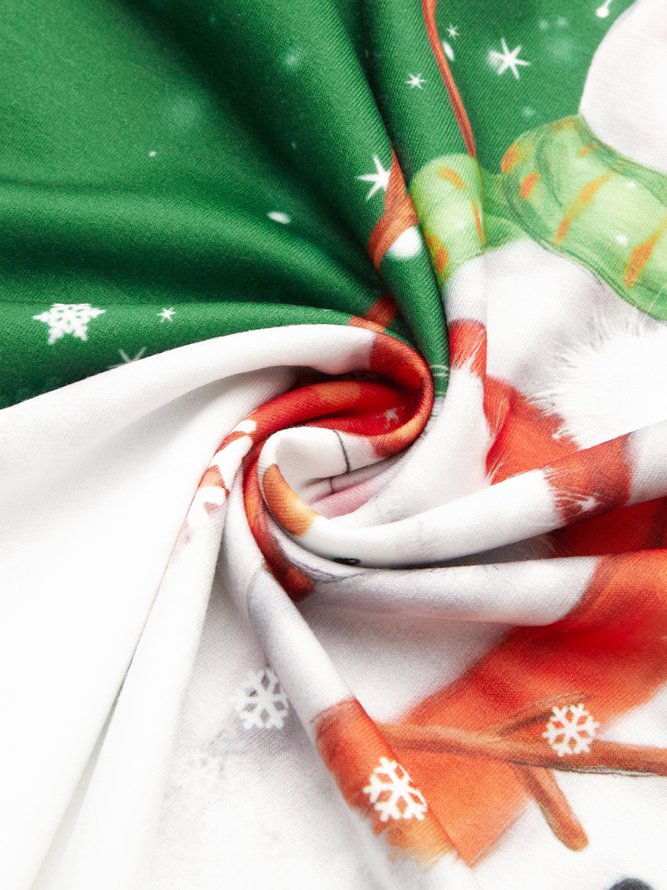 Women's Sweatshirt Christmas Snowman Printed Crew Neck Regular Fit